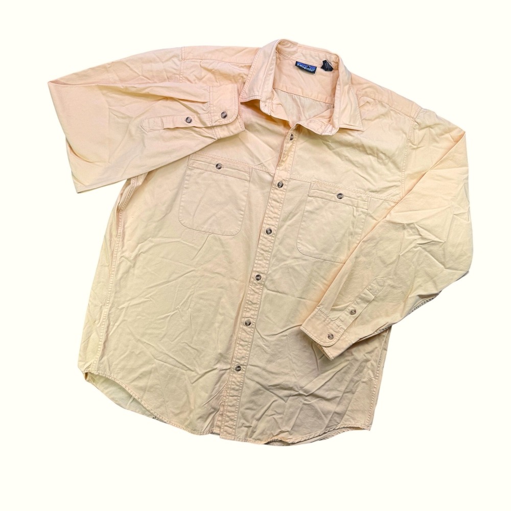 Vtg Patagonia Vintage Mens XL Cotton Canvas Shirt Long Pocket Gorpcore Peach